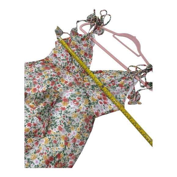 STORIA Floral Ruffle Romantic Frilly Midi Dress Tassel Ties Cottagecore Small - Picture 9 of 13